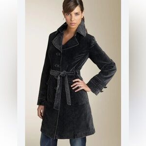 Black velvet military style  Trench Coat
